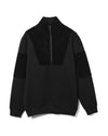 Knitted Panel Blocked Half Zip Sweatshirt Black