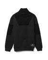 Knitted Panel Blocked Half Zip Sweatshirt Black