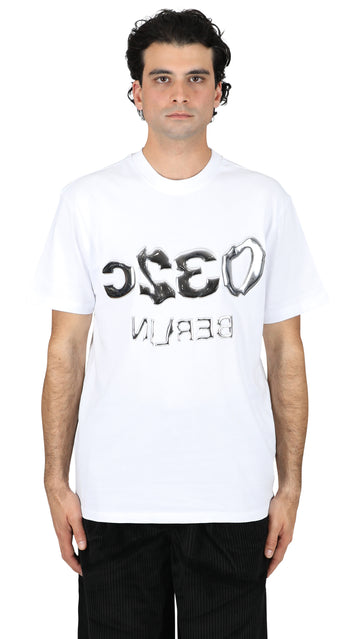 Metallic Glitch Selfie T-Shirt White