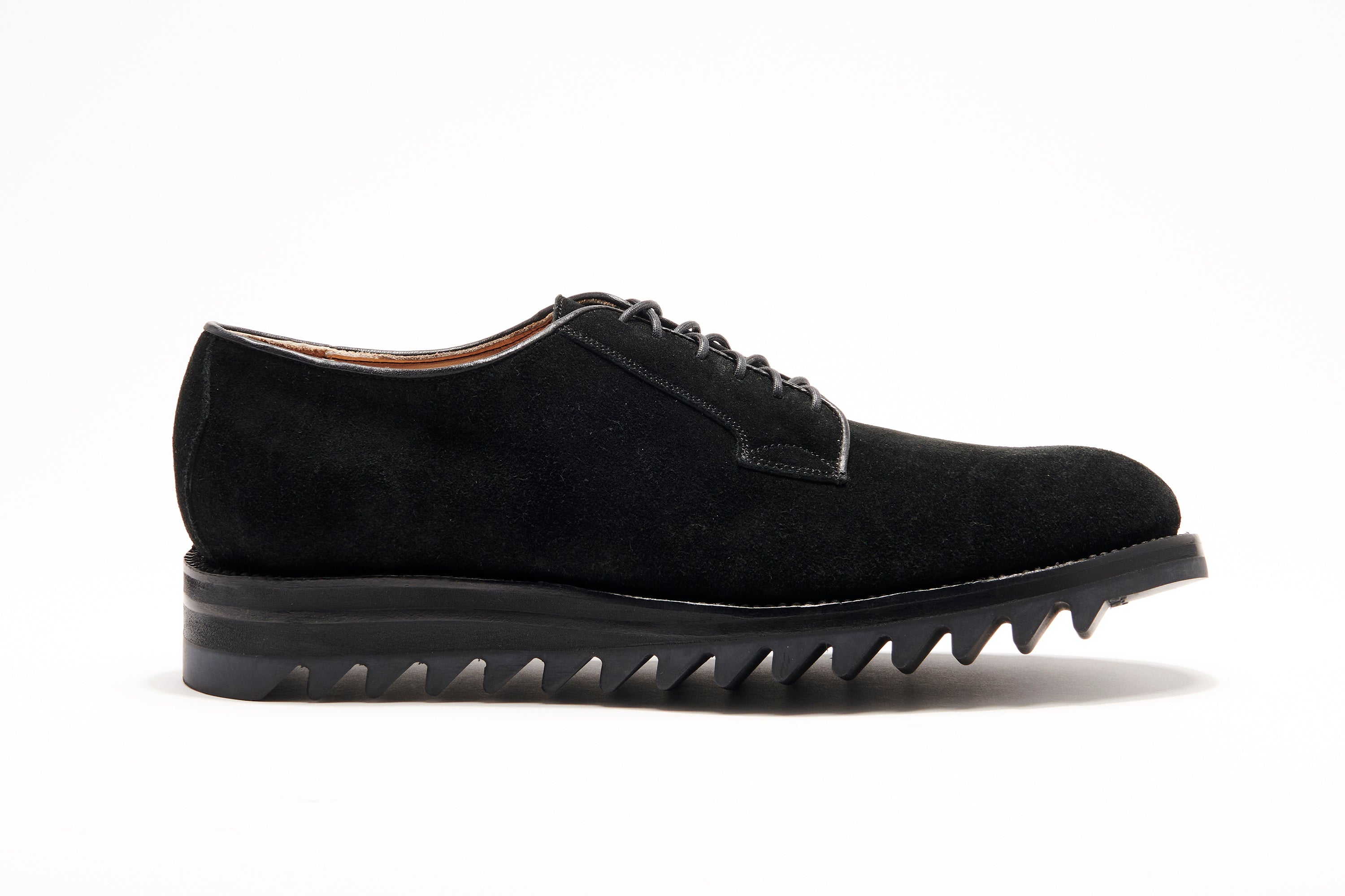 Plain Toe with Ripple Sole Black Suede