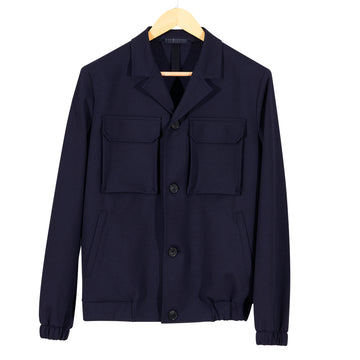 Blouson Jacket Technical Viscose Navy Blue