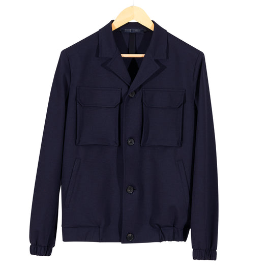 Blouson Jacket Technical Viscose Navy Blue