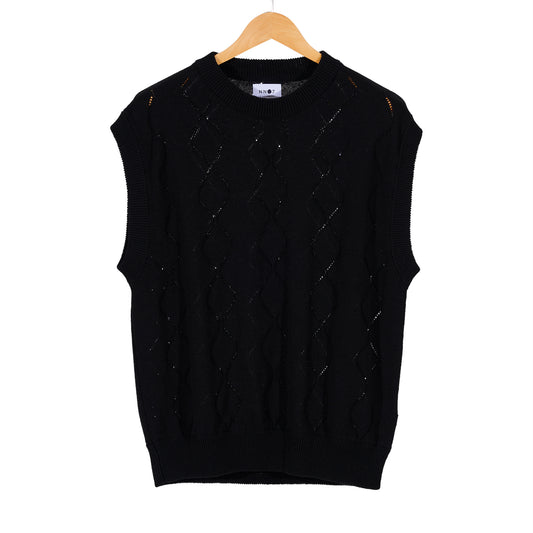 Crewneck Vest Black Cotton