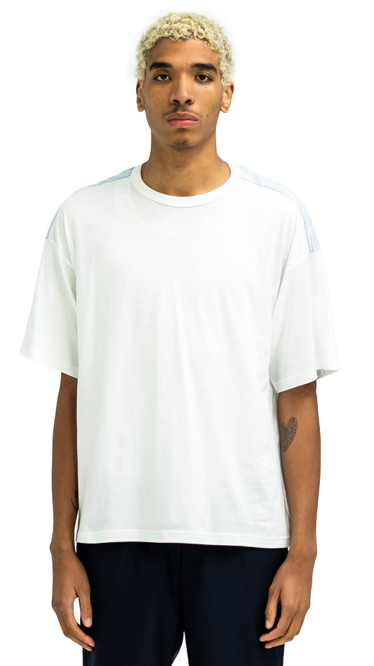 Short Sleeve T-Shirt Back Woven Patches White Cotton