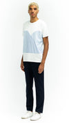 Short Sleeve T-Shirt Front Woven Patches White Cotton
