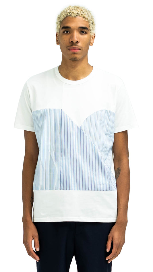 Short Sleeve T-Shirt Front Woven Patches White Cotton