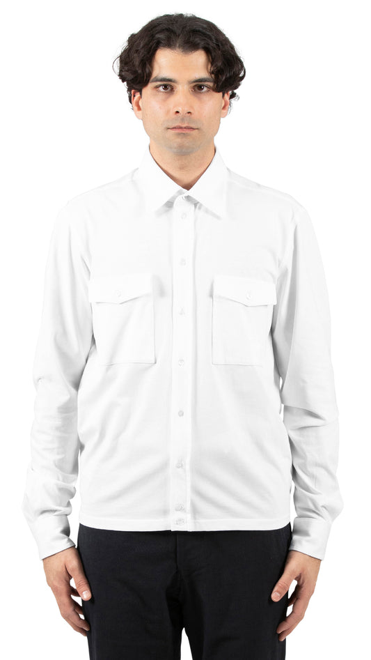 Two Pocket White Jersey Shirt
