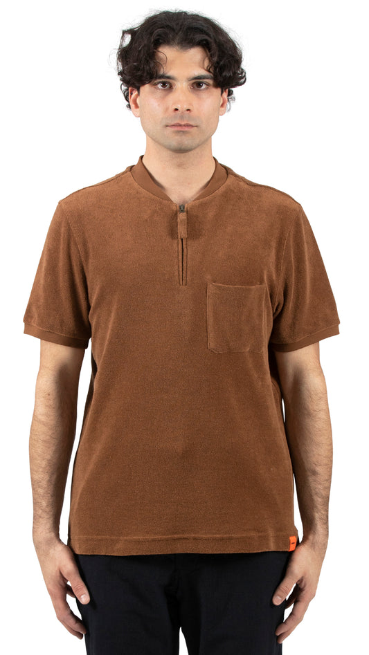 Zip Polo Brown French Terry