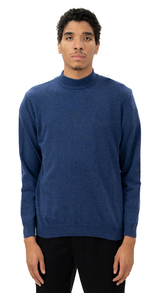 Fino Blue Wool Mockneck