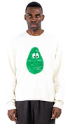 Avocado 3D Embroidery Crewneck Sweatshirt White Cotton
